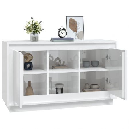 Sideboard High Gloss White 102x35x60 cm Engineered Wood