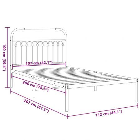 Metal Bed Frame with Headboard White 106x203 cm King Single Size