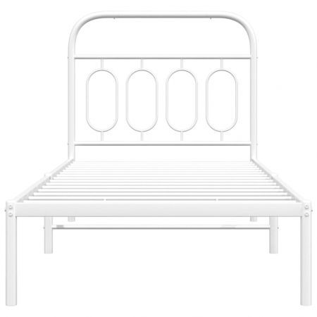 Metal Bed Frame with Headboard White 90x190 cm