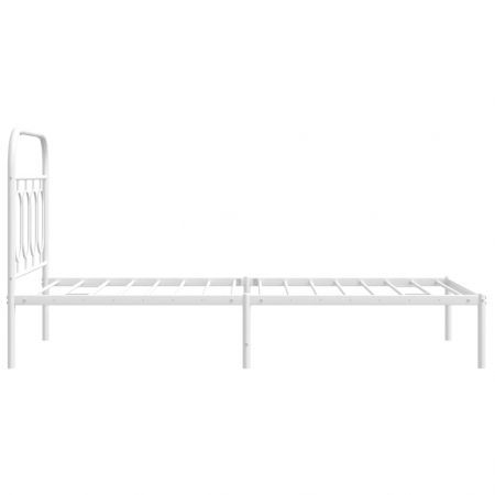 Metal Bed Frame with Headboard White 90x190 cm