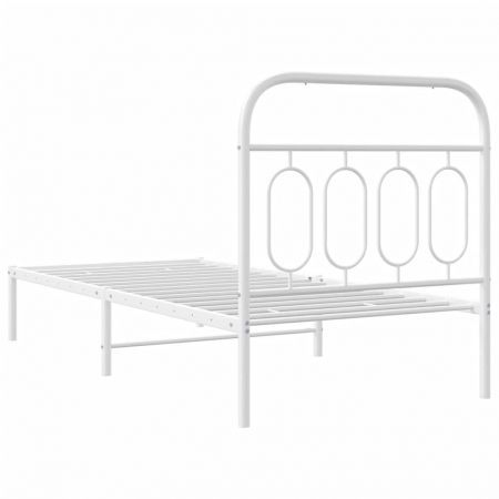 Metal Bed Frame with Headboard White 90x190 cm