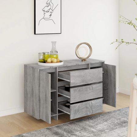 Sideboard with 3 Drawers Grey Sonoma 120x41x75 cm Engineered Wood