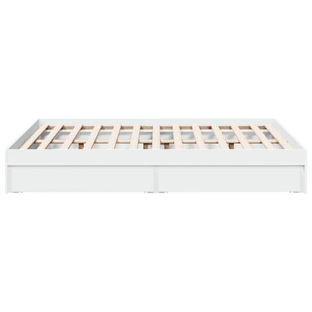 Bed Frame with Drawers White 135x190 cm Engineered Wood