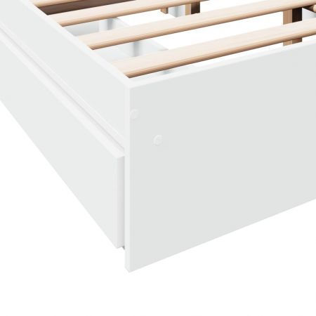 Bed Frame with Drawers White 135x190 cm Engineered Wood