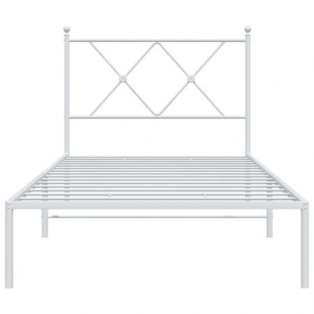 Metal Bed Frame with Headboard White 90x190 cm