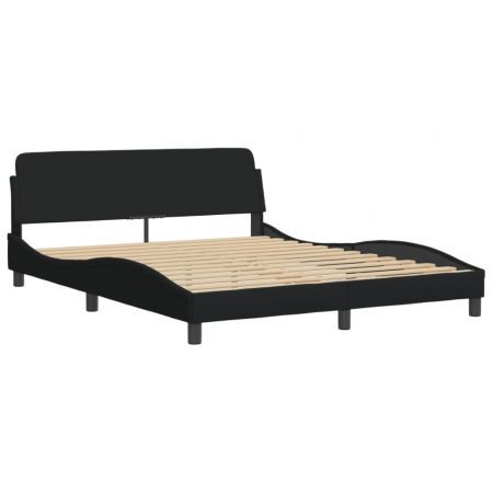 Bed Frame with Headboard Black 152x203 cm Fabric