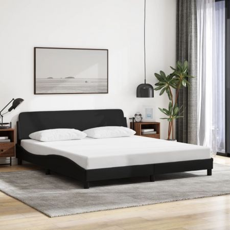 Bed Frame with Headboard Black 152x203 cm Fabric