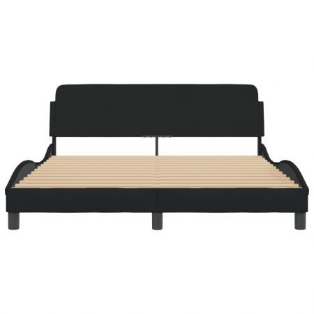 Bed Frame with Headboard Black 152x203 cm Fabric