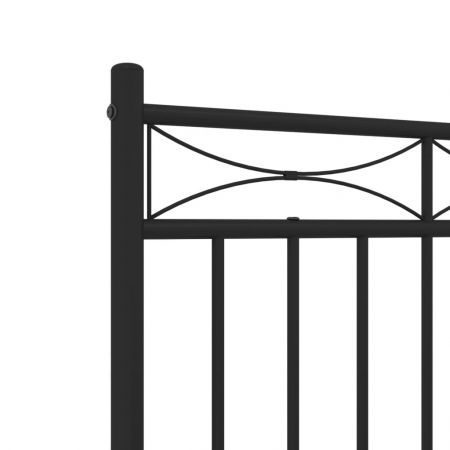 Metal Bed Frame with Headboard and Footboard Black 135x190 cm