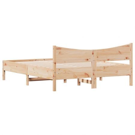 Bed Frame with Headboard 150x200 cm Solid Wood Pine