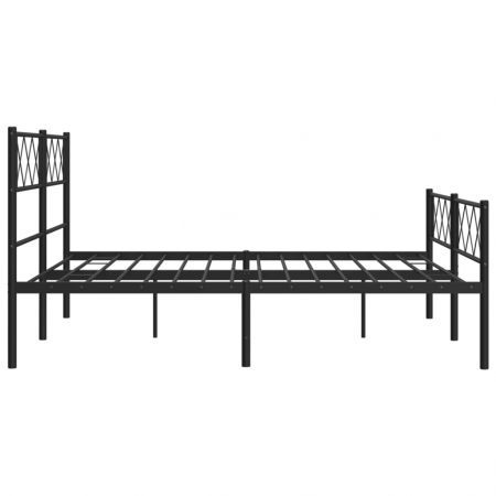 Metal Bed Frame with Headboard and Footboard Black 135x190 cm