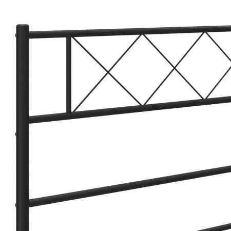 Metal Bed Frame with Headboard and Footboard Black 135x190 cm