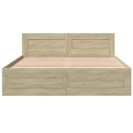 Bed Frame with Headboard Sonoma Oak 150x200 cm Engineered Wood