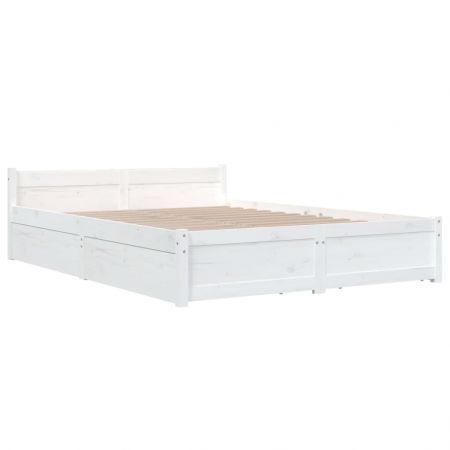 Bed Frame with Drawers White 153x203 cm Queen Size