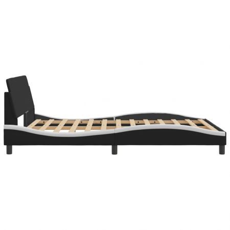 Bed Frame with Headboard Black and White 137x190 cm Faux Leather