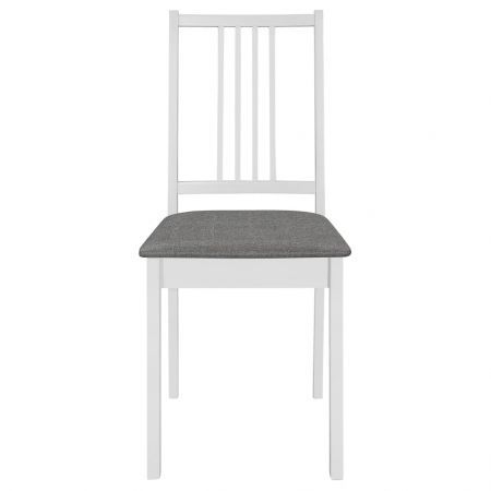 Dining Chairs with Cushions 6 pcs White Solid Wood