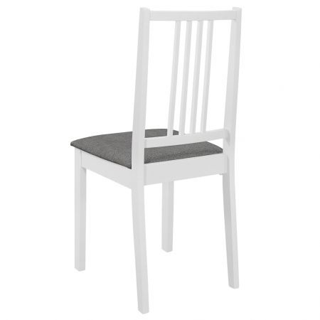 Dining Chairs with Cushions 6 pcs White Solid Wood