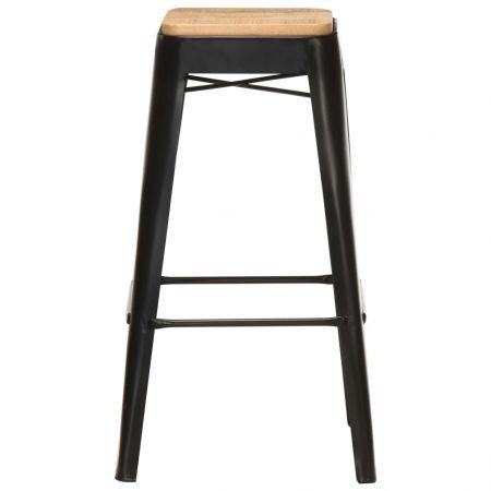 Bar Stools 4 pcs Black Solid Mango Wood