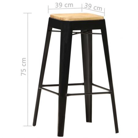 Bar Stools 4 pcs Black Solid Mango Wood