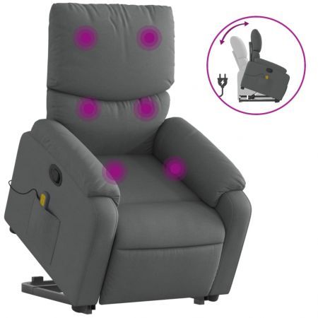 Stand up Massage Recliner Chair Dark Grey Fabric