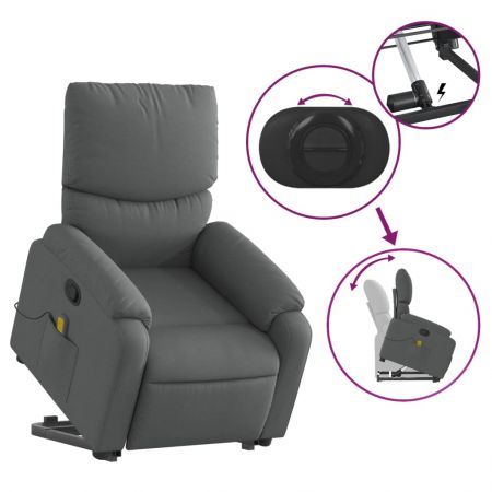 Stand up Massage Recliner Chair Dark Grey Fabric