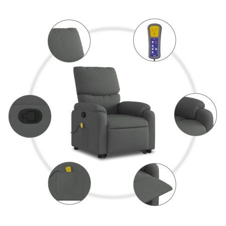 Stand up Massage Recliner Chair Dark Grey Fabric