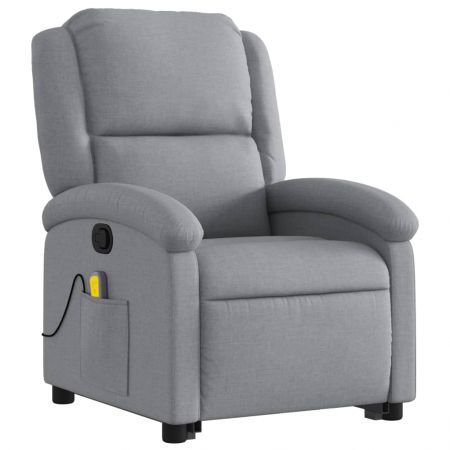 Stand up Massage Recliner Chair Light Grey Fabric