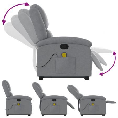 Stand up Massage Recliner Chair Light Grey Fabric