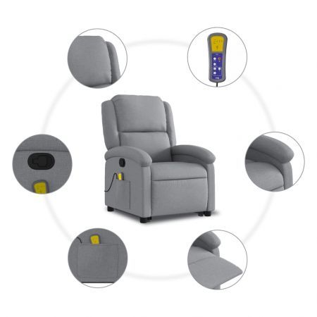 Stand up Massage Recliner Chair Light Grey Fabric