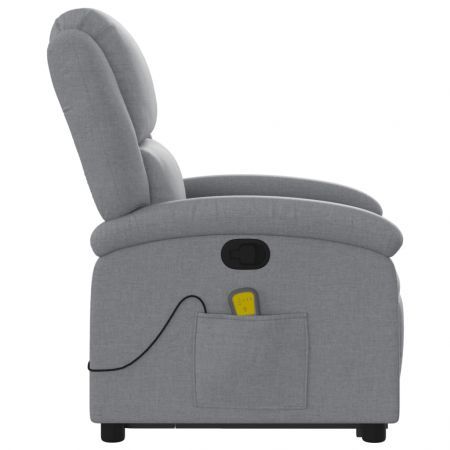 Stand up Massage Recliner Chair Light Grey Fabric