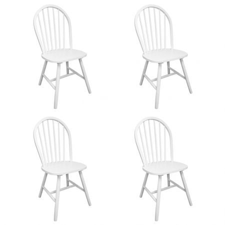 Dining Chairs 4 pcs White Solid Rubber Wood