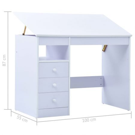 Children Drawing Study Desk Tiltable White