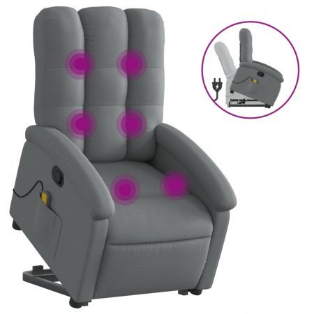 Stand up Massage Recliner Chair Dark Grey Fabric