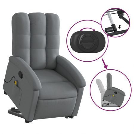 Stand up Massage Recliner Chair Dark Grey Fabric