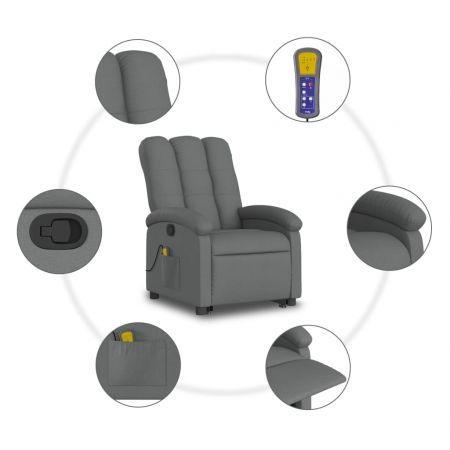 Stand up Massage Recliner Chair Dark Grey Fabric