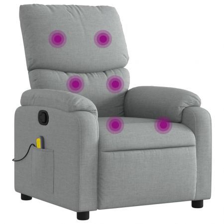 Massage Recliner Chair Light Grey Fabric