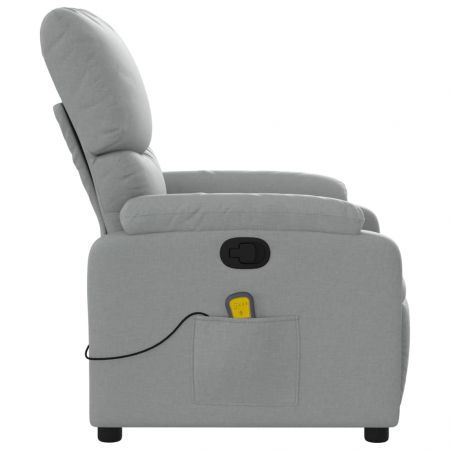 Massage Recliner Chair Light Grey Fabric