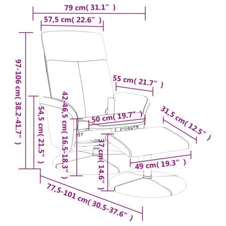 Massage Recliner Chair with Footstool Dark Grey Fabric