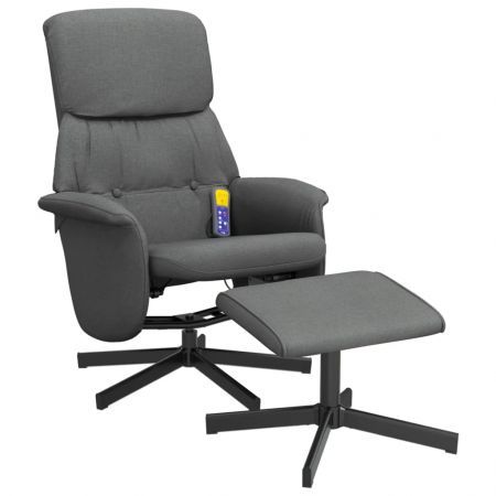 Massage Recliner Chair with Footstool Dark Grey Fabric