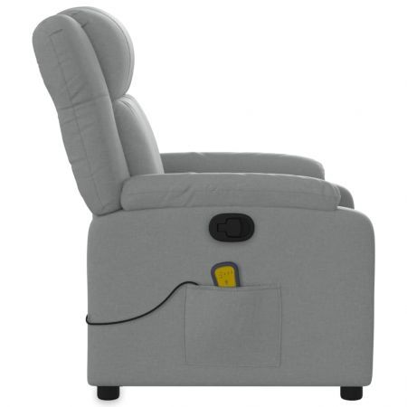 Massage Recliner Chair Light Grey Fabric