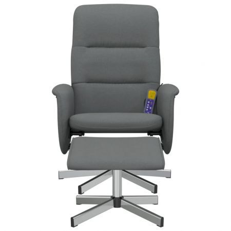 Massage Recliner Chair with Footstool Dark Grey Fabric