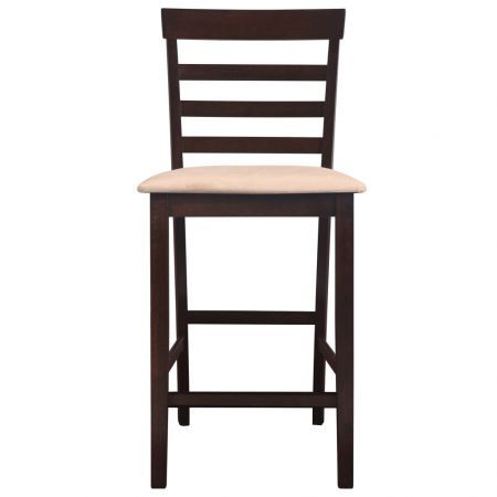 Brown Wooden Bar Table and 4 Bar Chairs Set