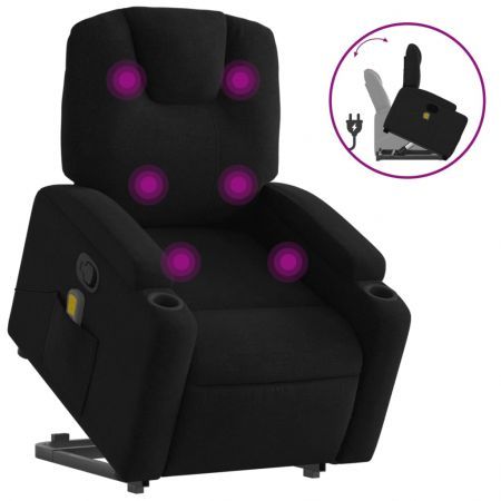 Stand up Massage Recliner Chair Black Fabric