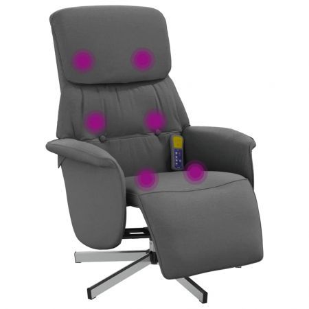 Massage Recliner Chair with Footrest Dark Grey Fabric