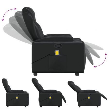 Massage Recliner Chair Black Faux Leather