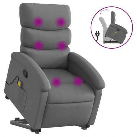 Stand up Massage Recliner Chair Dark Grey Fabric