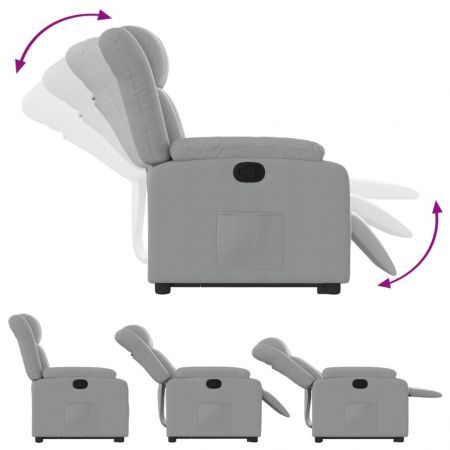 Stand up Massage Recliner Chair Light Grey Fabric