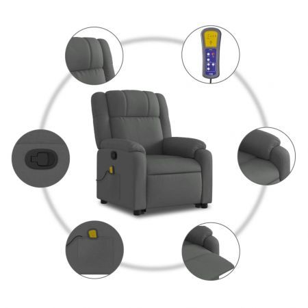 Stand up Massage Recliner Chair Dark Grey Fabric