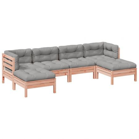 6 Piece Garden Sofa Set with Cushions Solid Wood Douglas Fir