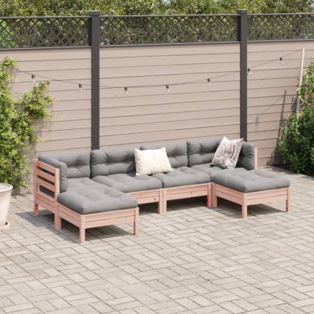 6 Piece Garden Sofa Set with Cushions Solid Wood Douglas Fir